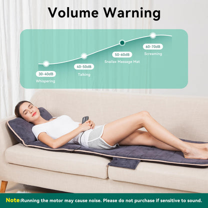 Snailax Memory Foam Full Body Massage Mat with Heat, Back Massager with 10 Vibration Motors, 6 Heating Pads, Massage Chair Pad for Neck, Back, Waist, Legs