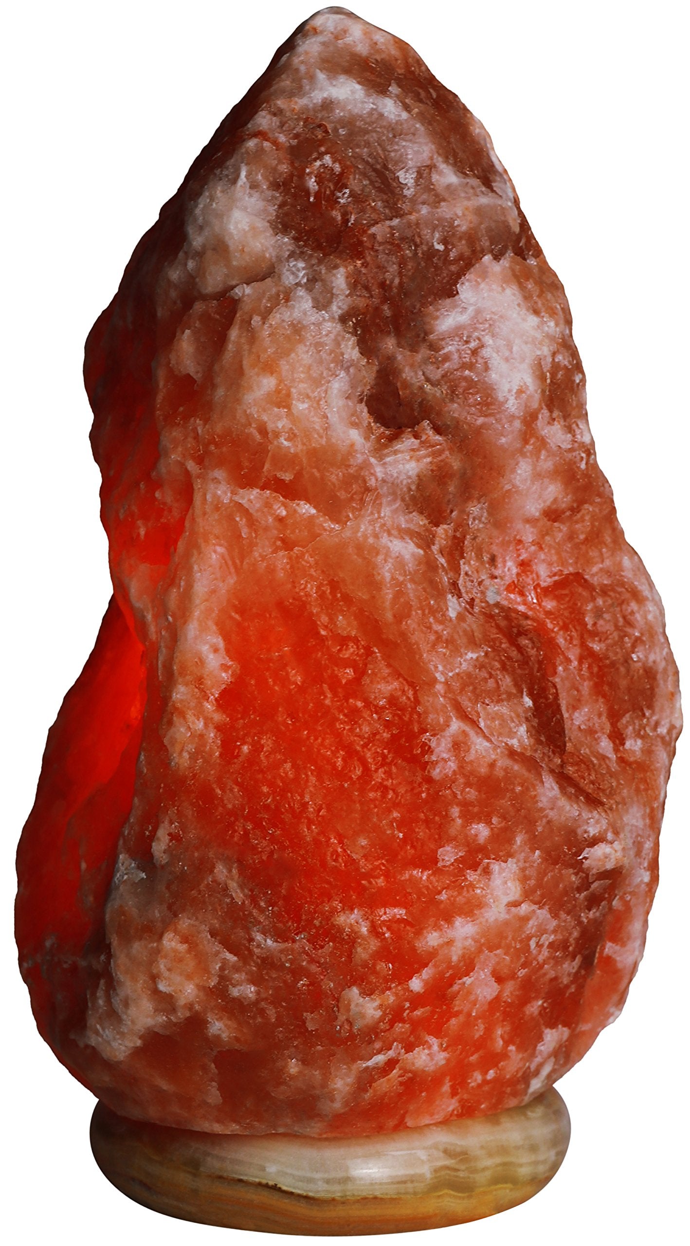 Himalayan Rock Salt Natural Crystal Lamp, 11.5" Tall – Soft Calm Therapeutic Light – Naturally Formed Salt Crystal Design On Onyx Marble Base – Tibetan Evaporated Rock Lamps – Dark Orange Hue