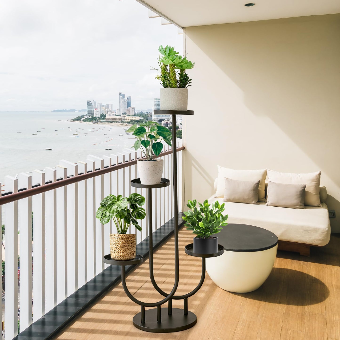 Thousand-Hill Range Plant Stand Indoor,3 Tier Tall Metal Corner Plant Stand Pot Holder,Outdoor Flower Shelf Display Rack for Window Garden Patio Balcony Home Decor Living Room Bedroom Black