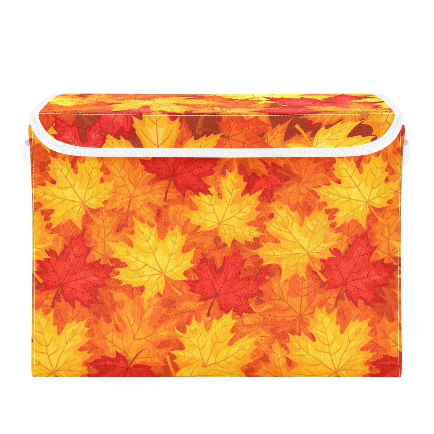 Bolaz Storage Bins with Lids and Handles, Fall Maple Leaves in Autumn Storage Box Storage Basket with Cover Collapsible Organizer Containers for Home Closet, Shelves