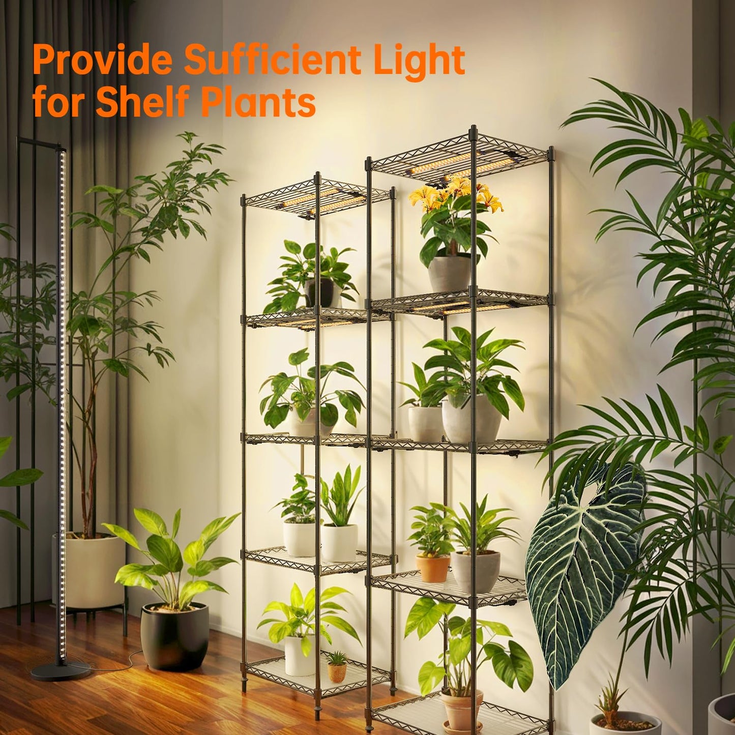 Bstrip Standing Grow Light for Indoor Plants, Vertical Grow Light with 3 Light Modes, Wide Illumination and Dimmable, T10 Full Spectrum Floor Grow Lights, 16in-65in Adjustable Height & Auto Timer