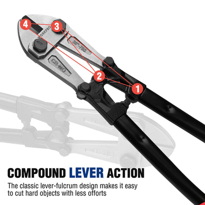 WORKPRO W017007A Bolt Cutter, Bi-Material Handle with Soft Rubber Grip, 30", Chrome Molybdenum Steel Blade