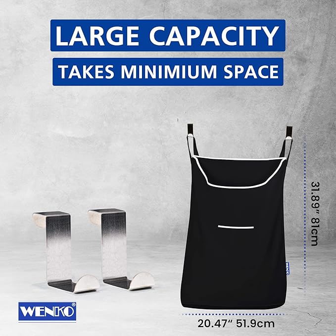 WENKO Laundry Hamper Bag Hanging, Over The Door Basket