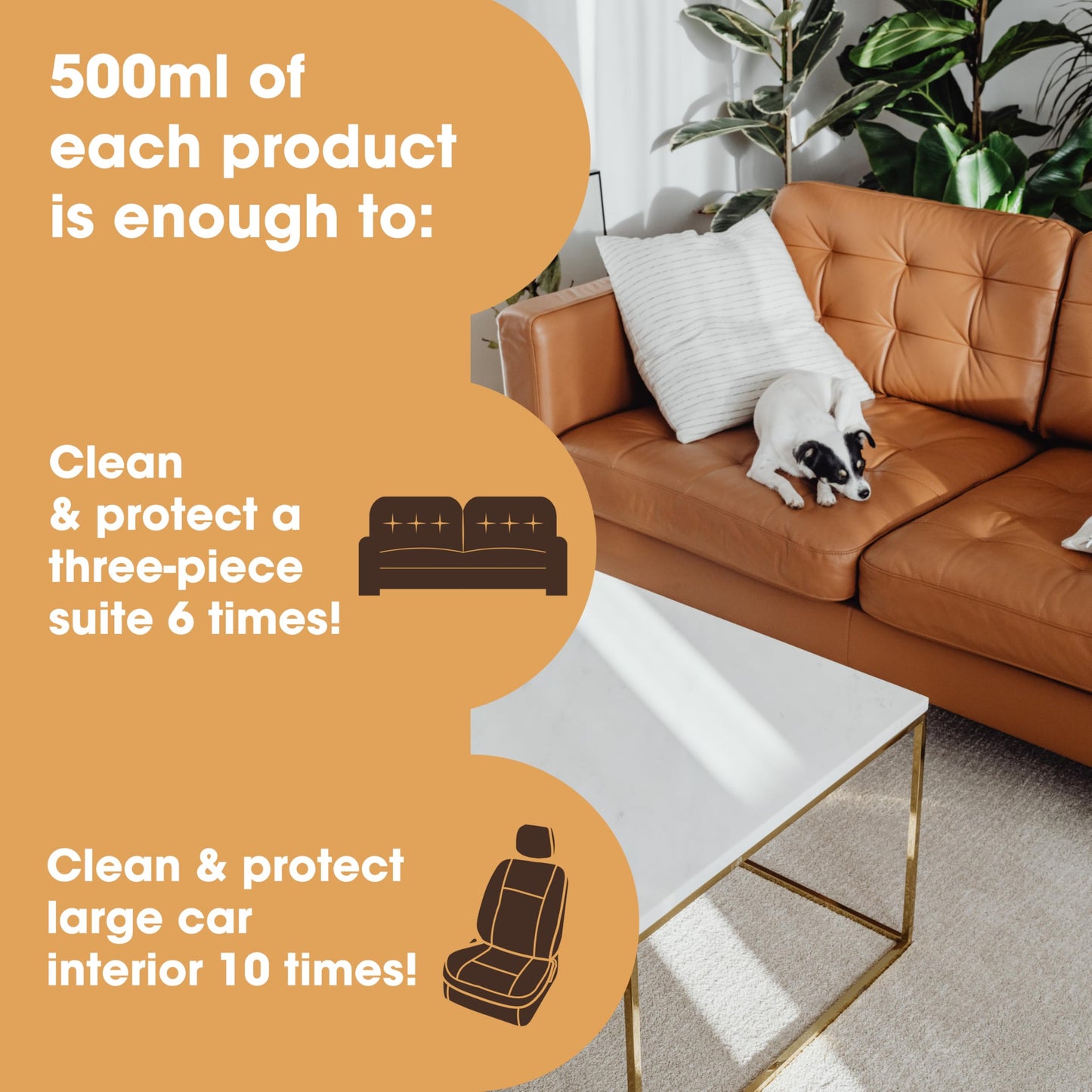 Furniture Clinic Complete Leather Care Kit+ With Large Leather Cleaner & Leather Protection Cream for Sofas, Car Seats - Leather Care Set Includes 500ml Ultra Clean & 500ml Leather Conditioner