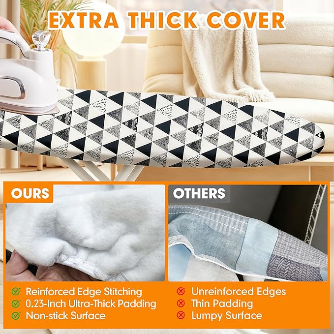 Ironing Board Cover and Pad, 18x49 Extra Wide Thick Iron Padding, Scorch &