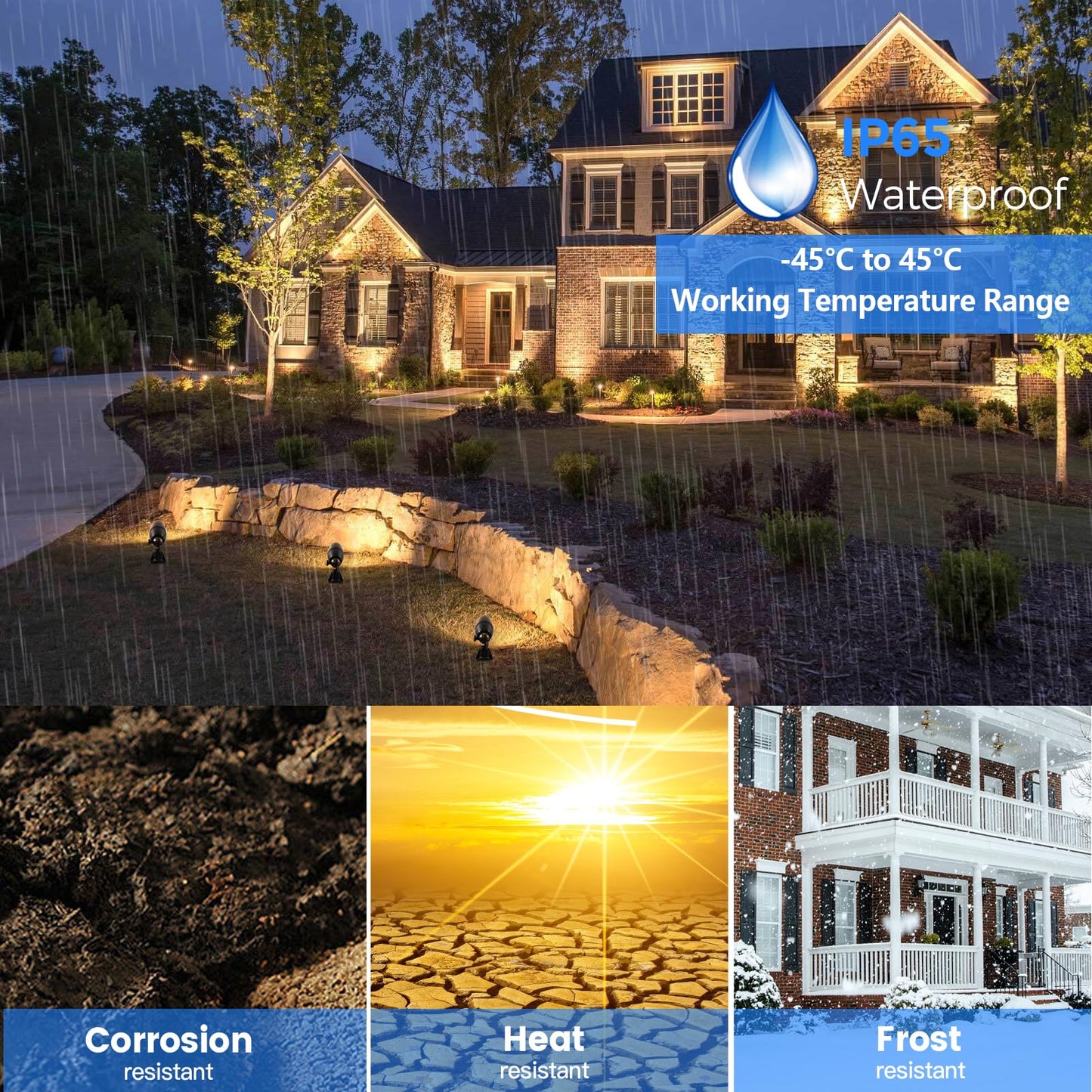 Gardencoin Solid Brass Outdoor Landscape Spotlight, 12V LED Low Voltage Spot Light for Garden and Yard Uplighting, Classic Bronze Heavy Duty Accent Lighting Fixture with 2700K MR16 Bulb, Single