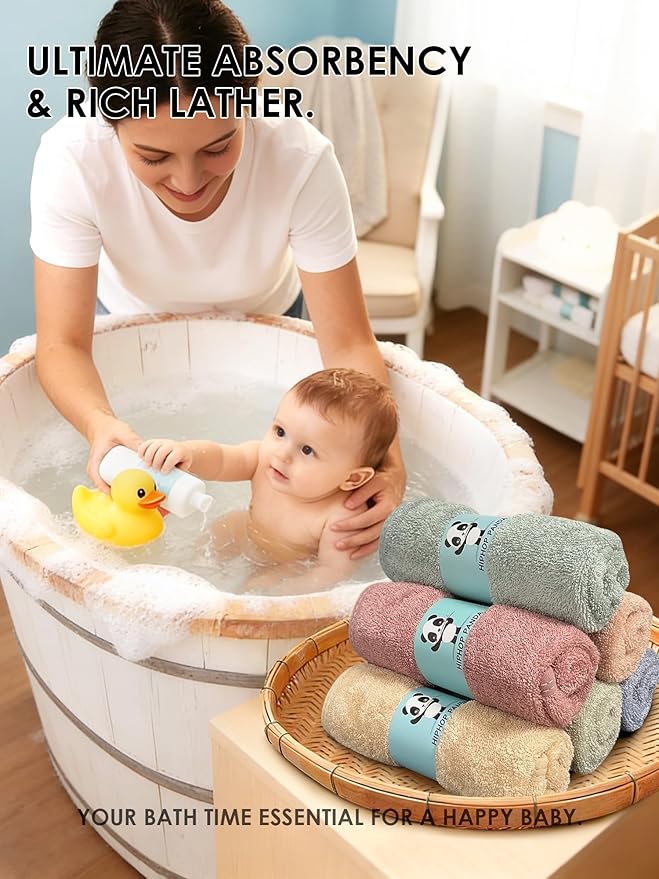 HIPHOP PANDA Baby Washcloths, Rayon Made from Bamboo
