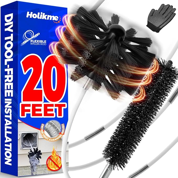 Holikme 20 Feet Dryer Vent Cleaner Kit, Flexible Lint Brush