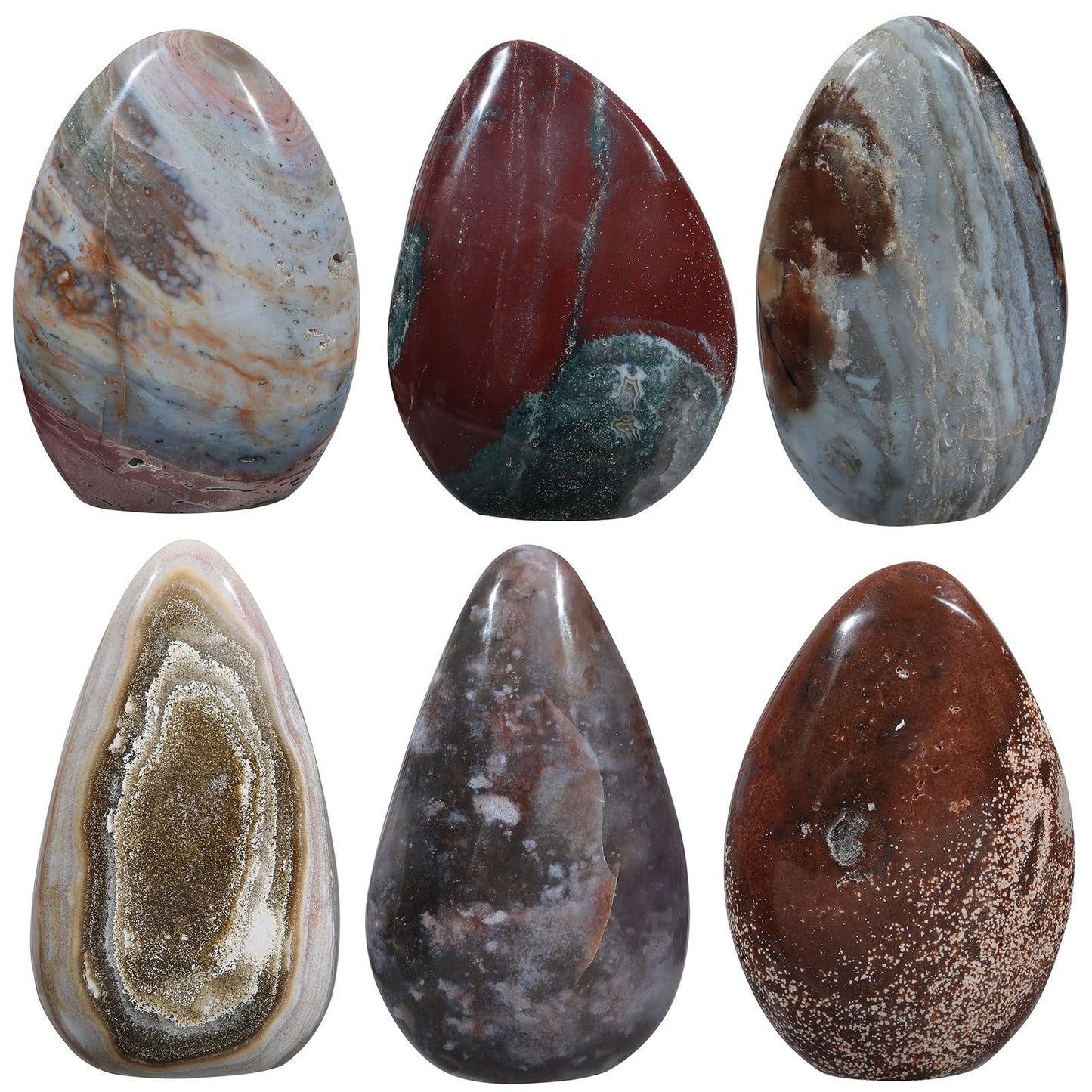 Nupuyai 1366g-1590g Natural Ocean Jasper Stone for Home Decor, Irregular Self-Standing Stone Specimen Polished Statue for Prayer, Meditaion