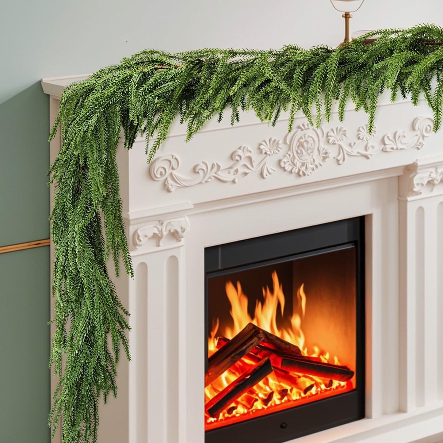 Calyxir 2 Pack 6 FT Norfolk Pine Garland, Real Touch Faux Greenery Garland, Bendable Artificial Pine Branches for Mantle, Staircase, Table, Indoor and Outdoor Christmas Decor