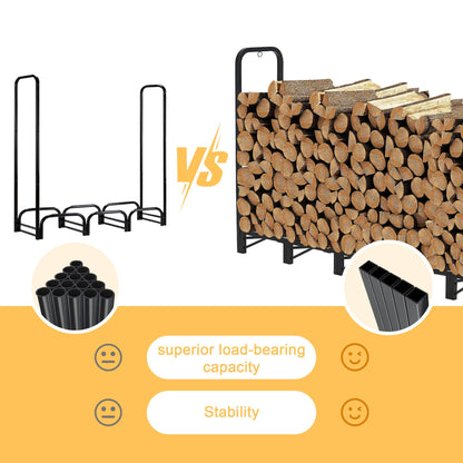 Werph 12FT Firewood Rack Outdoor,Heavy Duty Firewood Storage Rack,Outdoor Firewood Rack with Cover,Wood Rack Log Rack for Outdoor & Indoors, Black