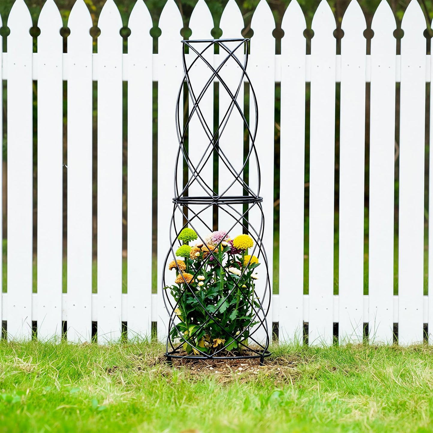 GOOOXIM 35-Inch Metal Garden Obelisk Trellis for Indoor & Outdoor Plants – Durable, Weather-Resistant Support for Climbing Vines, Roses, and Flowering Bushes – Decorative Potted Plant Structure