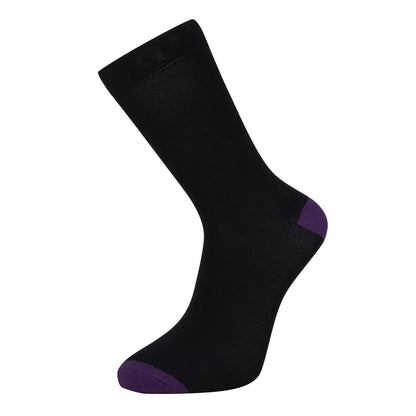 Cob Stallion- Black Socks in Argyle, Heel and Toe Styles, Socks Multipack 6-11 UK, Pack of 4 and 12 Pairs (Heel and Toe, 12)