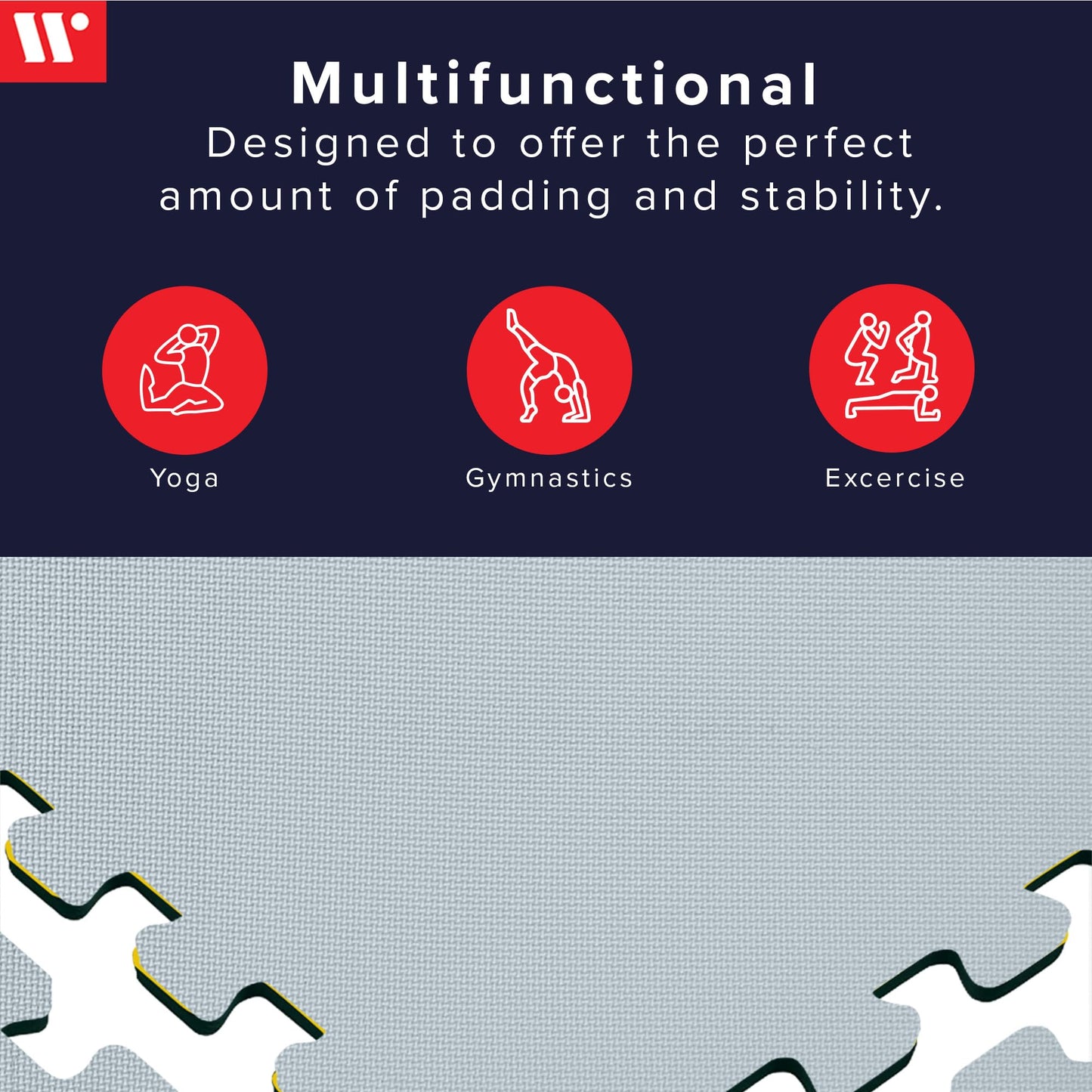 We Sell Mats 3/8" Thick Multipurpose EVA Foam Exercise Floor Mat, Interlocking Tiles, Anti-Fatigue for Home or Gym, 24 in x 24 in, 6 Tiles, ICY