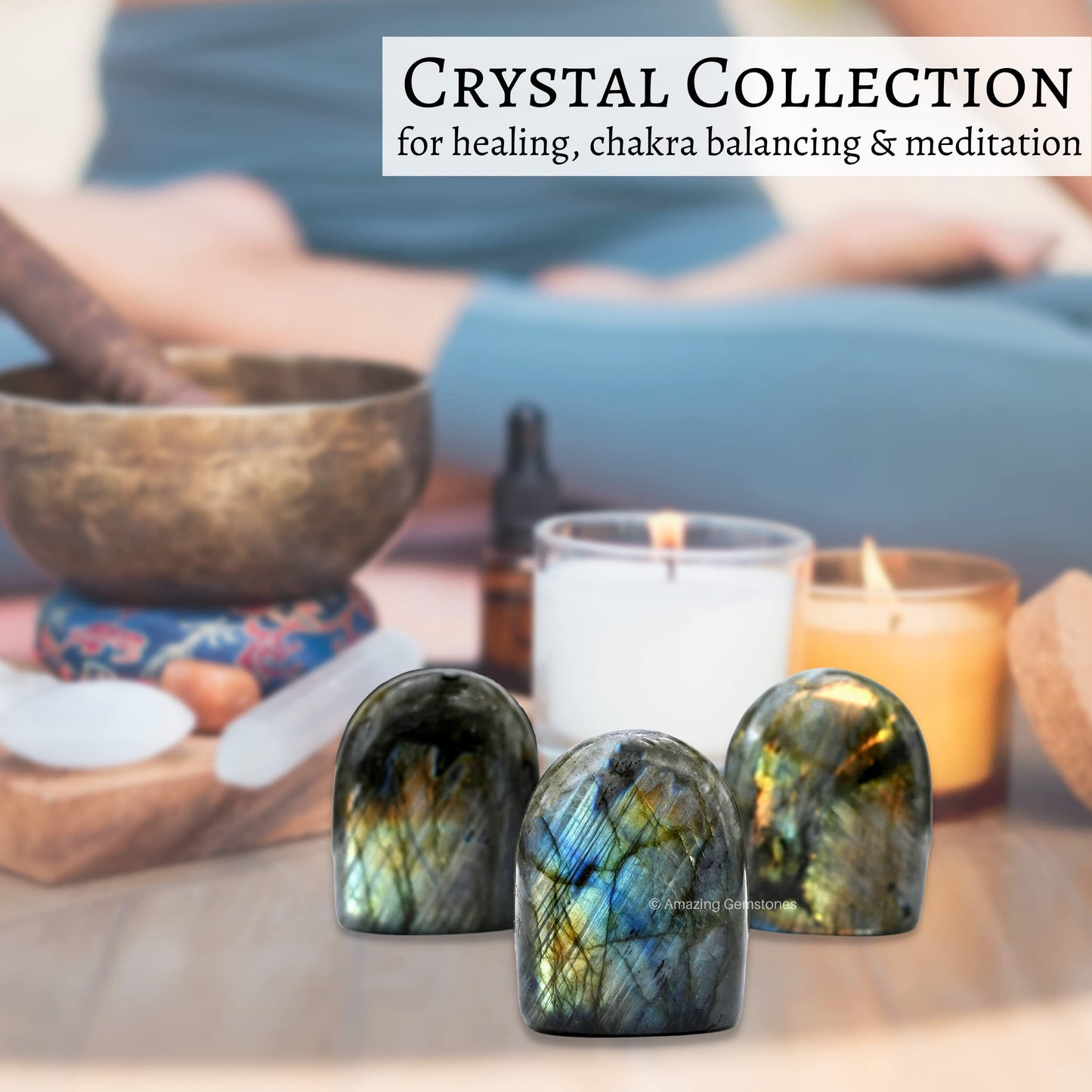 Amazing Gemstone Large Labradorite Crystal Standing Palm Stone - Labradorite Palm Stones and Crystals, A++ Grade Gemstones and Crystals - Healing Crystals and Healing Stones Office Home Decor Gifts