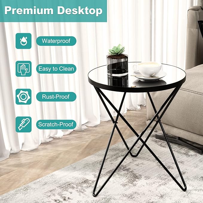 HLR Modern Round Side Table, End Table
