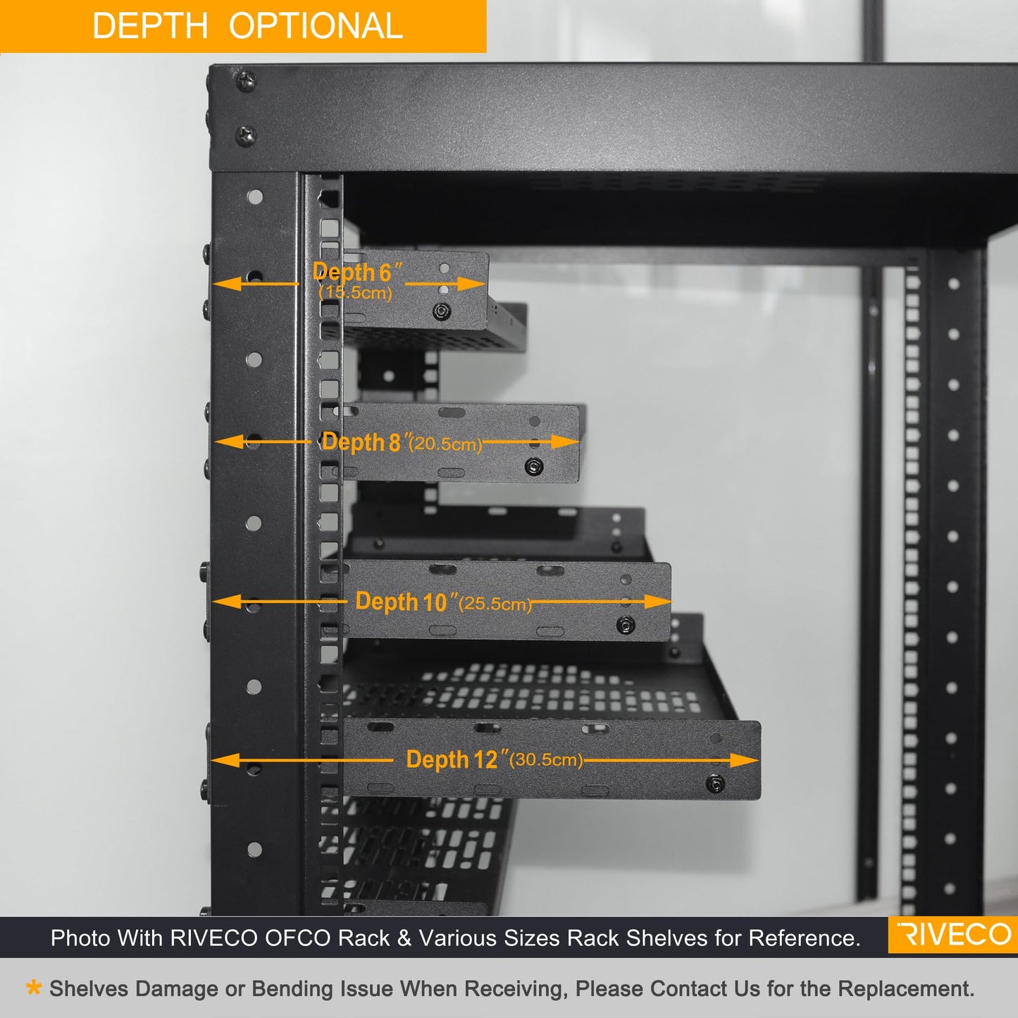RIVECO 2 PCS 10” Rack Shelves for 19 inches Network Rack & Cabinets, 1U Rack Mount Shelf Vented Cantilever Tray, for Server, IT & Sound Equipment