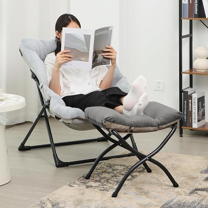 15" Folding Ottoman, Foldable Footrest Stool, Portable Small Foot Stool