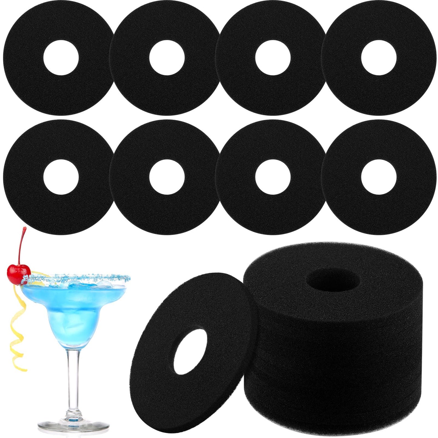 Roshtia 30 Pcs Bar Rimmer Sponges Replacement 5. 75 Inch Bartender Tool for Glass Rimmer Cocktails Margarita Salter Lime Juice Salt Trays Accessories Supplies, Black