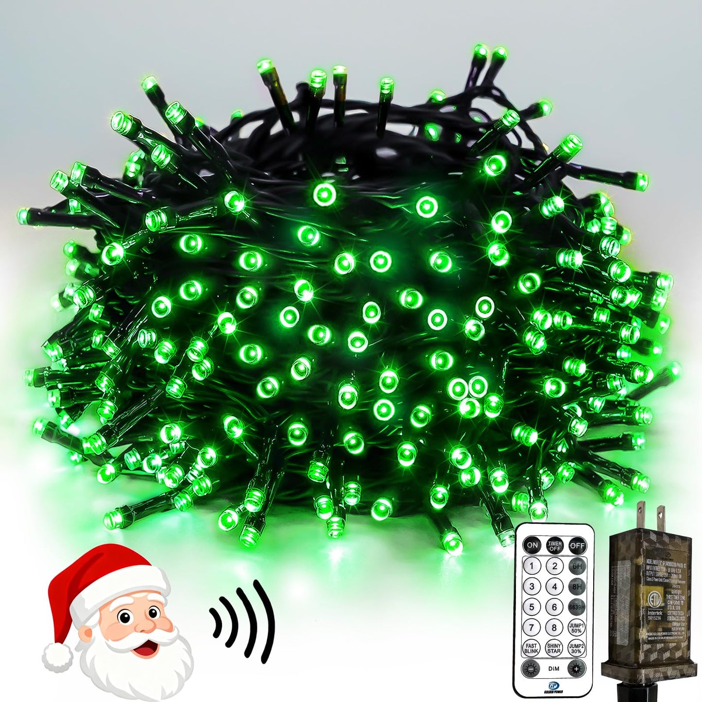 Voice Controlled Christmas Lights with Remote, 99 FT 300 LED String Lights Indoor Outdoor with 12 Modes 3 Timers, Dimmable Twinkle Light Plug in Waterproof for Tree St Patrick's Day Decorations, Green