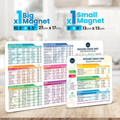 Air Fryer Magnetic Cheat Sheet Set - Air Fryer Accessories Cookbook - As Seen on the Today Show an Easy to Use AirFryer Time Chart Set - Strong Magnet Quick Reference Cooking Guide for Frying (Black)