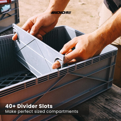 SIDIO Crate Basic Pack - 2 Full-Size & 1 Half-Size Heavy Duty Stackable Storage Bins, Totes, Containers with Dividers - Durable Organizer for Home, Office, Garage, and Outdoor Use, Camo Variety Pack