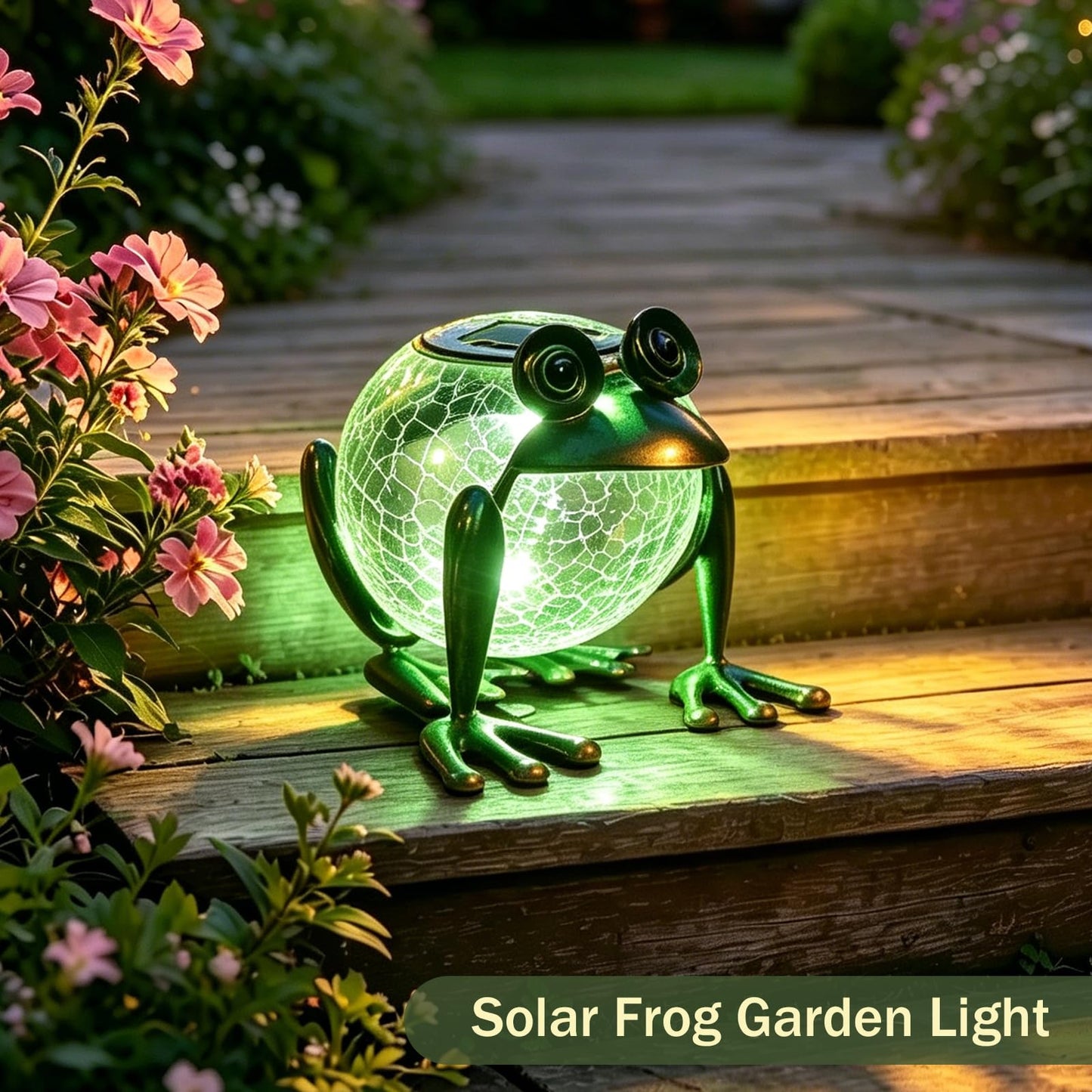 Solar Garden Lantern Waterproof LED Frog Solar Lights Outdoor Decorative Tabletop Lanterns Lamp for Pool Decor and Yard Patio Table Decoration or Mother's Day Gifts