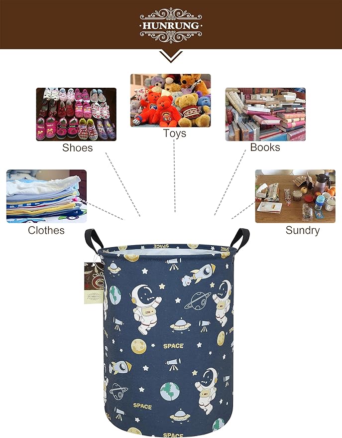 HUNRUNG Laundry Hamper, Large Canvas Fabric Lightweight Storage Basket Toy