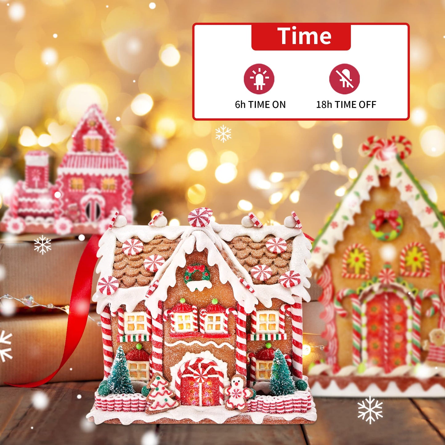 KPCB Gingerbread House Decorations - Gingerbread Decor 8.7 inches - Classic Christmas Village Figurines with Detailed Handcrafted Elements - Table Centerpiece Cookie Holiday Decor