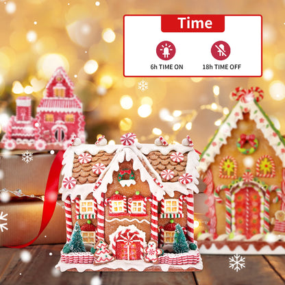 KPCB Gingerbread House Decorations - Gingerbread Decor 8.7 inches - Classic Christmas Village Figurines with Detailed Handcrafted Elements - Table Centerpiece Cookie Holiday Decor