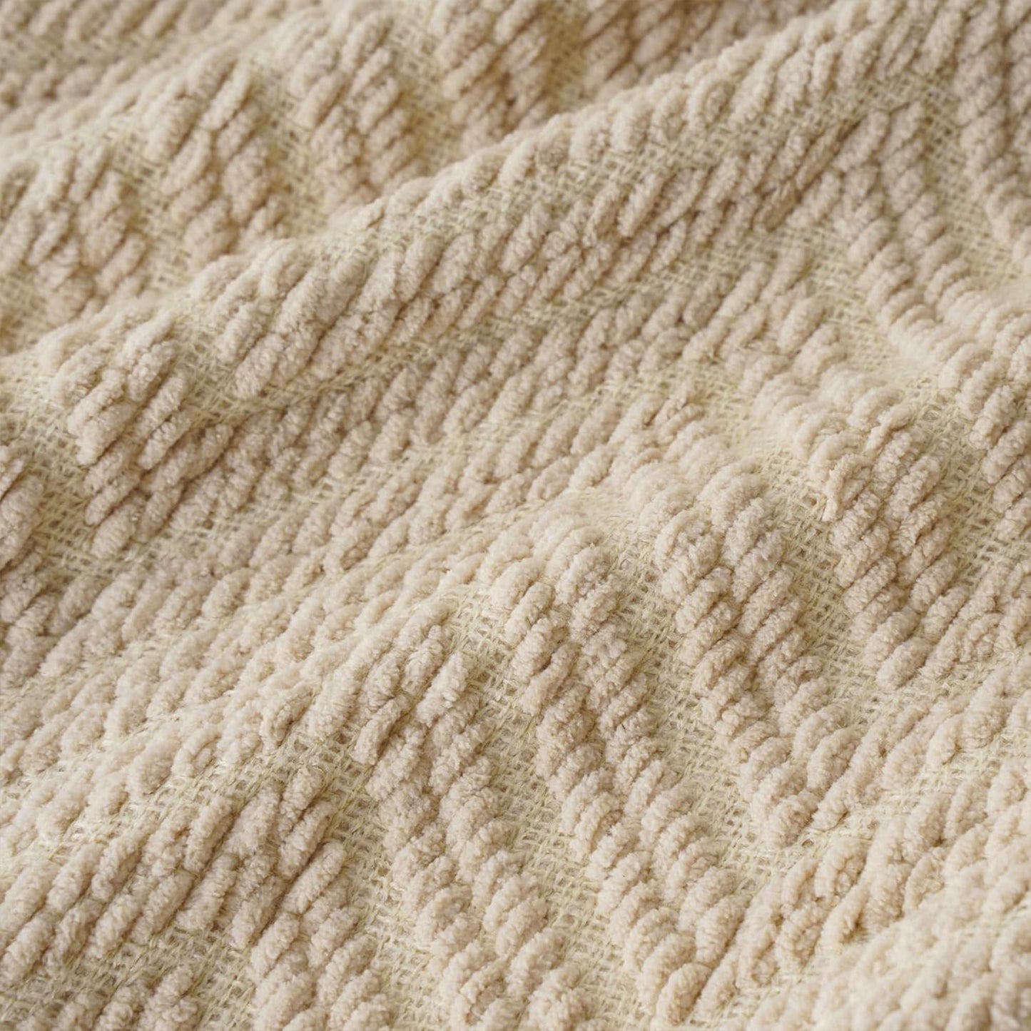 BATTILO HOME Beige Throw Blanket for Couch, Knitted Beige Throw for Bed, Neutral Throw Blankets Tan Throw Blanket for Room Decor Housewarming Gifts, 50" x 60"