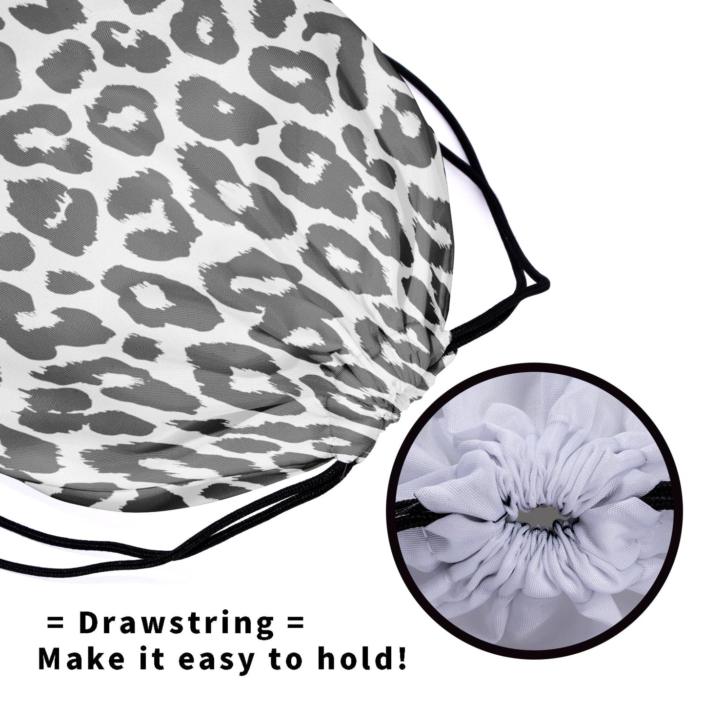 Nerxy Leopard Grip Bag - Grey Gymnastics Grip Bag Cheetah Print Gymnasts Gym Bag Drawstring Gift Bag Gym Storage Pouch for Sports Party Favors