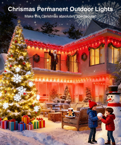 Nexillumi 300ft Permanent Outdoor Lights for House, 2025 New Smart RGB Christmas Lights Outdoor with APP Remote Control, IP67 Waterproof Eternity Eaves Lighting for Halloween Christmas Decorations