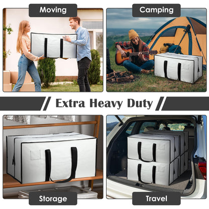 RMOHRO 6 Pack Moving Bags Heavy Duty 210GSM with Full-Open Side Zipper, 93L 65lbs Waterproof Foldable Storage Totes for College Dorm Move-In, Moving Boxes Alternative & Home Organization,White