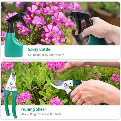 GIOVARA Stainless Gardening Tools Set (10 Pieces Green)