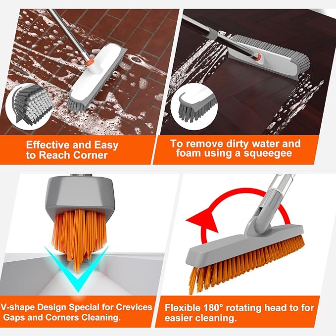 Heavy Duty Floor Scrub Brush and Grout Cleaner Tool