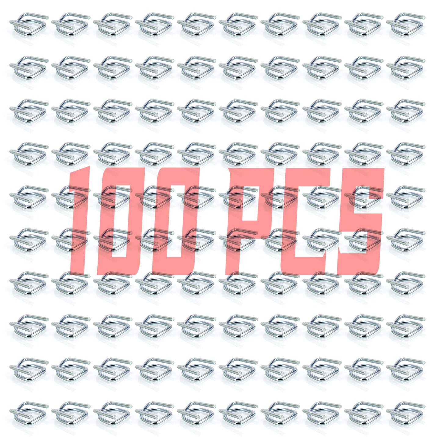 VETAKING Heavy Duty Reusable Buckles with Anti-Slip Coating Sturdy Metal Wire and High Holding Power 100pcs /200pcs Metal Buckles for Plastic Strapping - 3/4'' Strap Width Woven Cord Strapping (100)