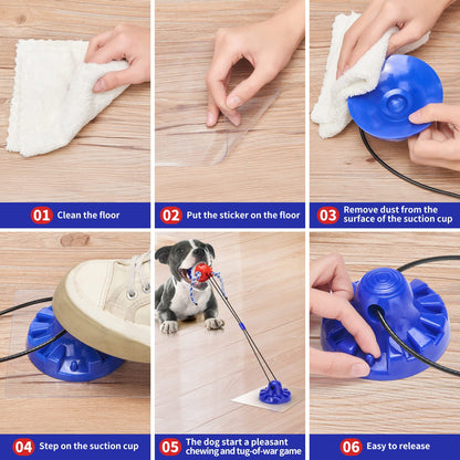 ULEFIX Interactive Dog Toys - Aggressive Chewer Suction Cup Tug of War, Indestructible Puzzle Toys & Treat Dispensing Ball for Dog Enrichment