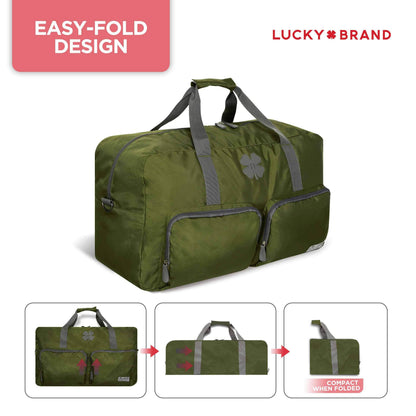 Lucky Travel Duffel Bags 65L, Gym Bag, Travel Bag & Large Duffle Bag for Men, Foldable Overnight Weekender Bags for Women & Men with Adjustable Shoulder Strap, Loden Green