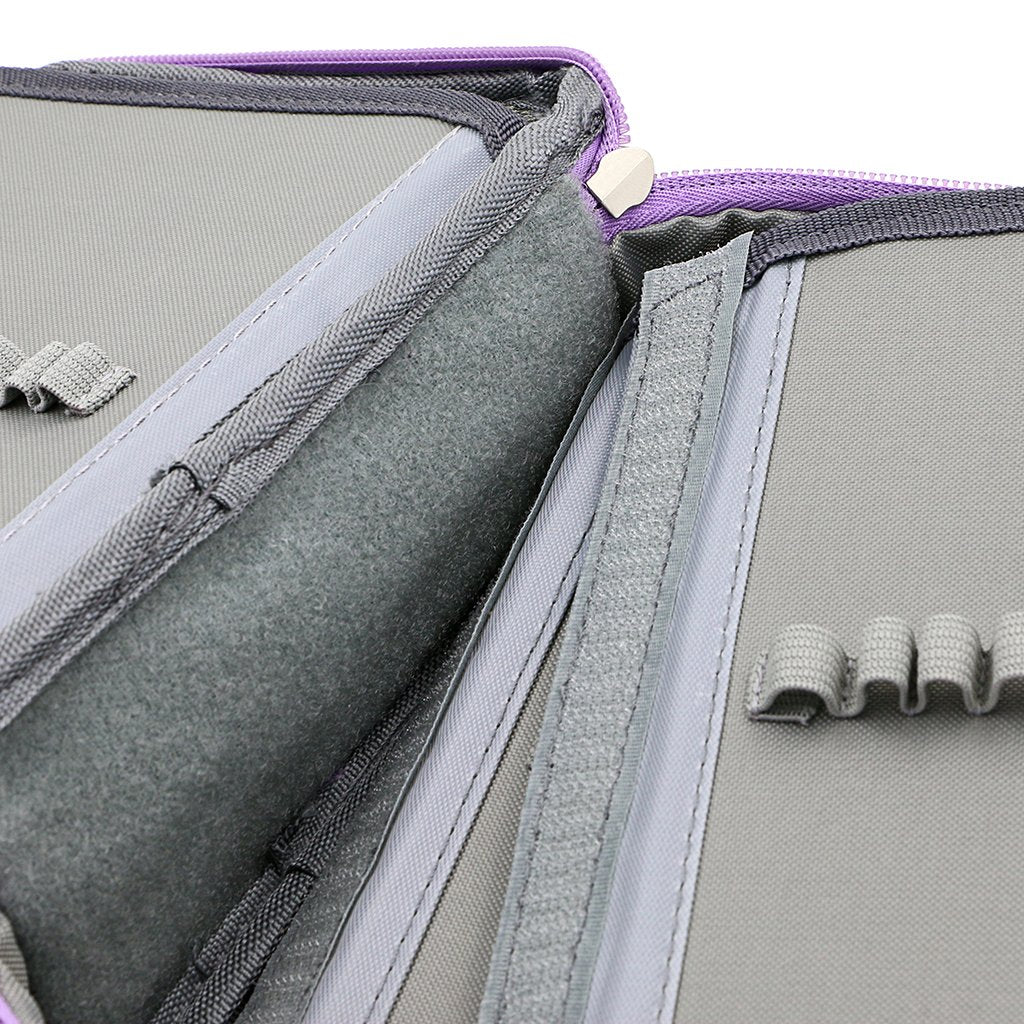BTSKY® High Capacity Zipper Pens Pencil Case- Multi-Functional Stationery Pouch 72 Slots Colored Portable Pencil Bags With 2 Removable Sleeves(Purple)