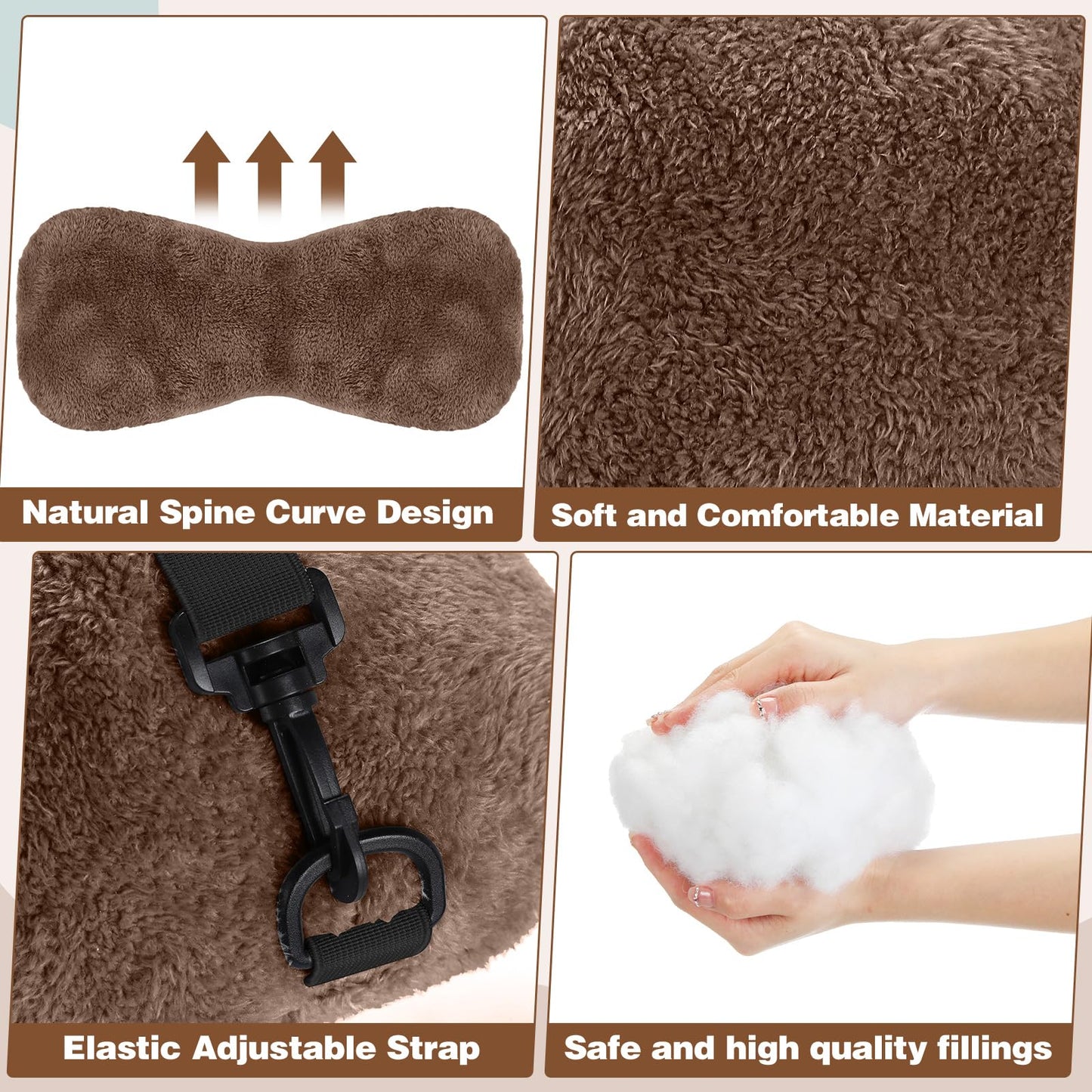 1 Pc Neck Pillow for Recliner Headrest Pillow Bone Shaped Chair Plush with Adjustable Strap Neck Support and Pain Relief Curve Head Cushion for Car Travel Airplane (Grey)