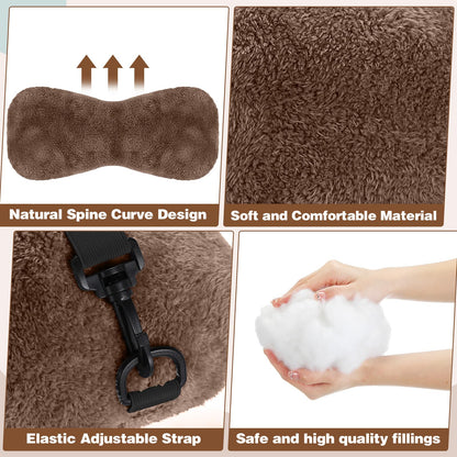 1 Pc Neck Pillow for Recliner Headrest Pillow Bone Shaped Chair Plush with Adjustable Strap Neck Support and Pain Relief Curve Head Cushion for Car Travel Airplane (Grey)