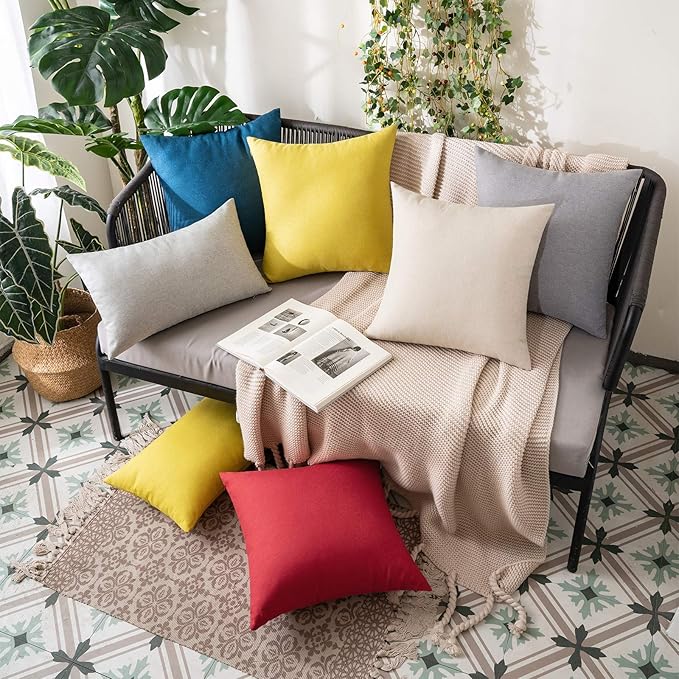 MIULEE Pack of 2 Decorative Outdoor Solid Waterproof Throw Pillow Covers Faux