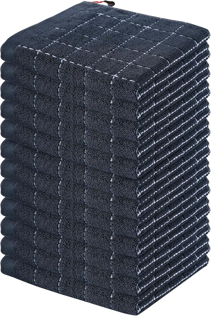 Homaxy 100% Cotton Terry Kitchen Dish Cloths, Ultra Soft and Absorbent Dish