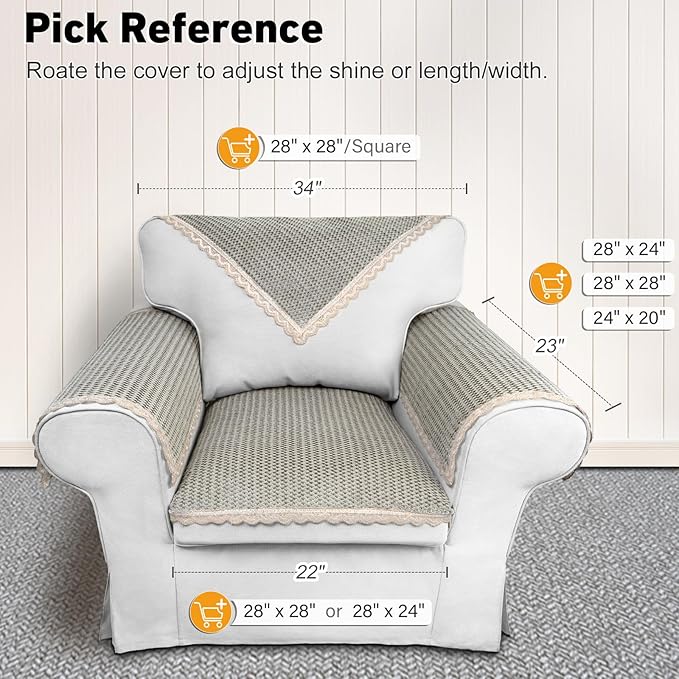 Couch Arm Cover, Sofa Arm Covers, Non-Slip Lace Armrest Covers,
