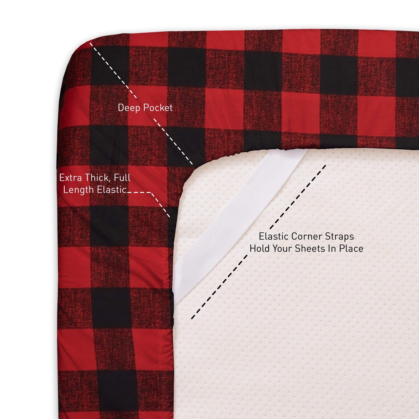 1500 Supreme Collection Buffalo Print Sheet Set, Queen Size - Luxury Bed Sheets Set with Deep Pocket Wrinkle Free Bedding, Queen, Burgundy/Black Buffalo Print