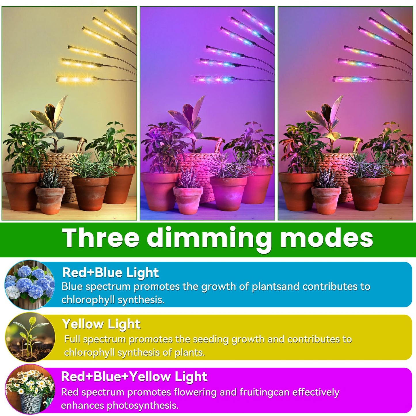 630 LEDs Grow Lights for Indoor Plants, Kalolary Full Spectrum Plant Light with Timer 3/6/9/12/15/18H & 10 Brightness Levels LED Plant Growing Lamps with Tripod Stand