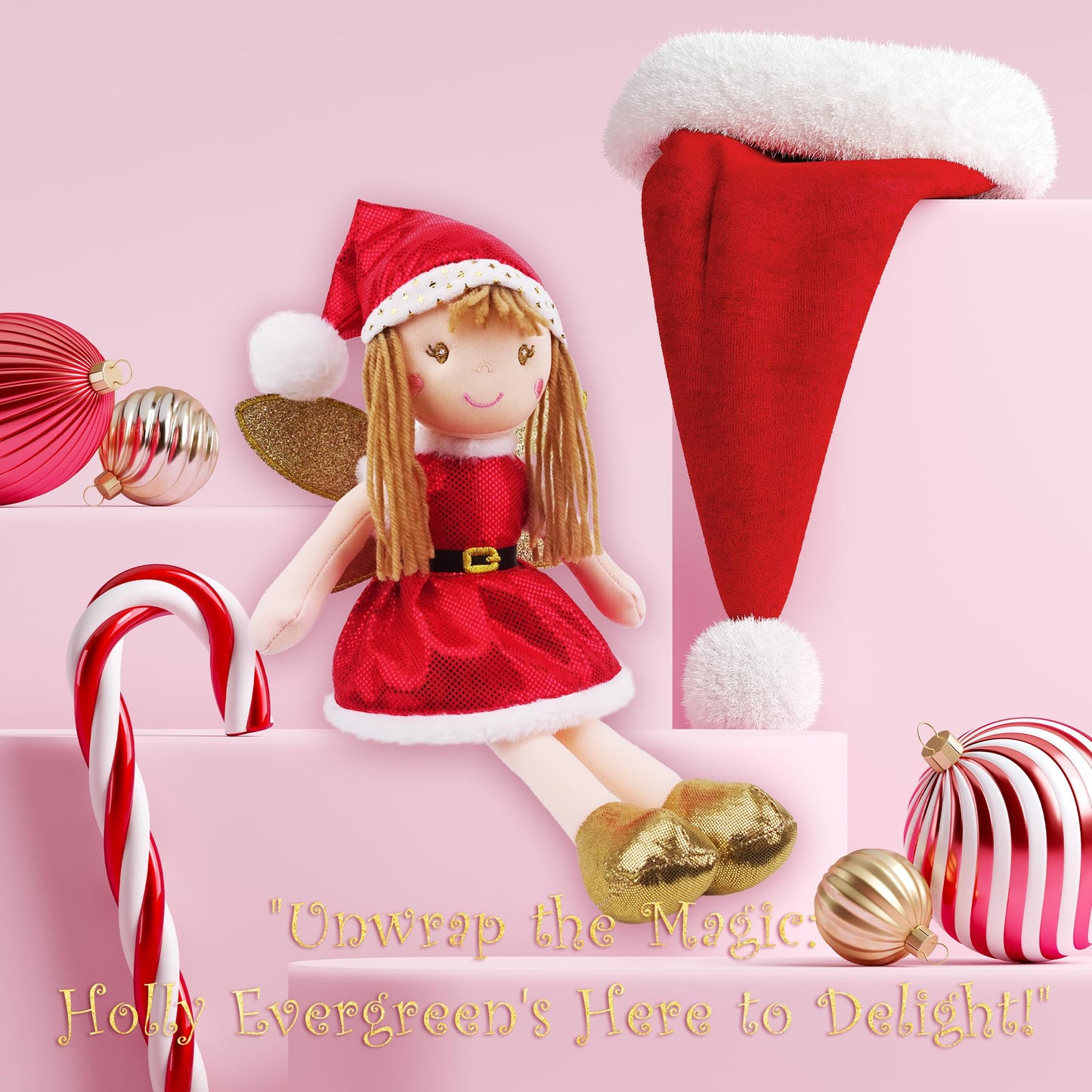 June Garden 12" Enchanted Garden Fairy Holly Evergreen - Plush Stuffed Soft Doll Girl Gift - Christmas Themed
