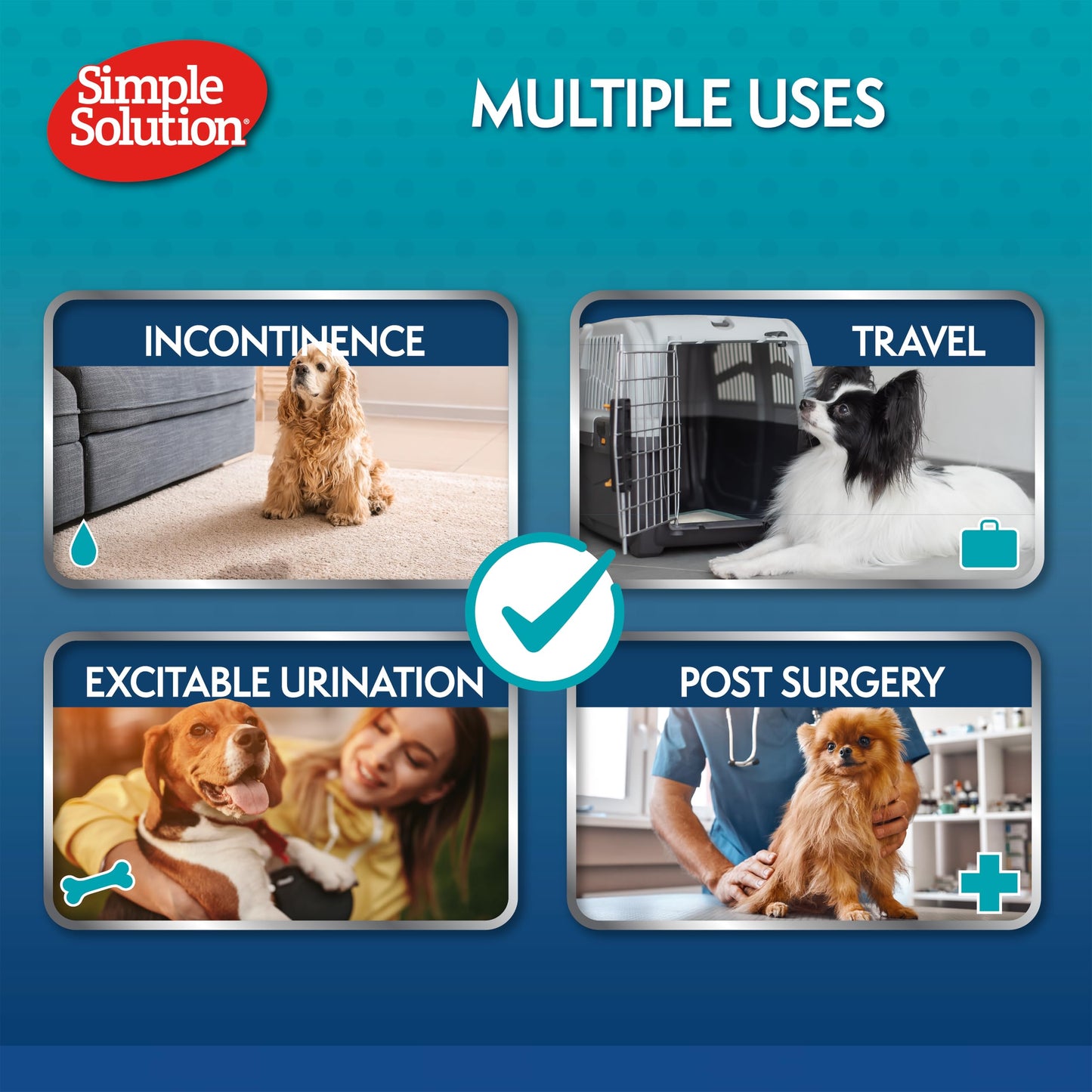 Simple Solution Disposable Dog Diapers for Female Dogs, Super Absorbent Leak-Proof Fit with Wetness Indicator for Excitable Urination, Incontinence or females in heat - 12 pack