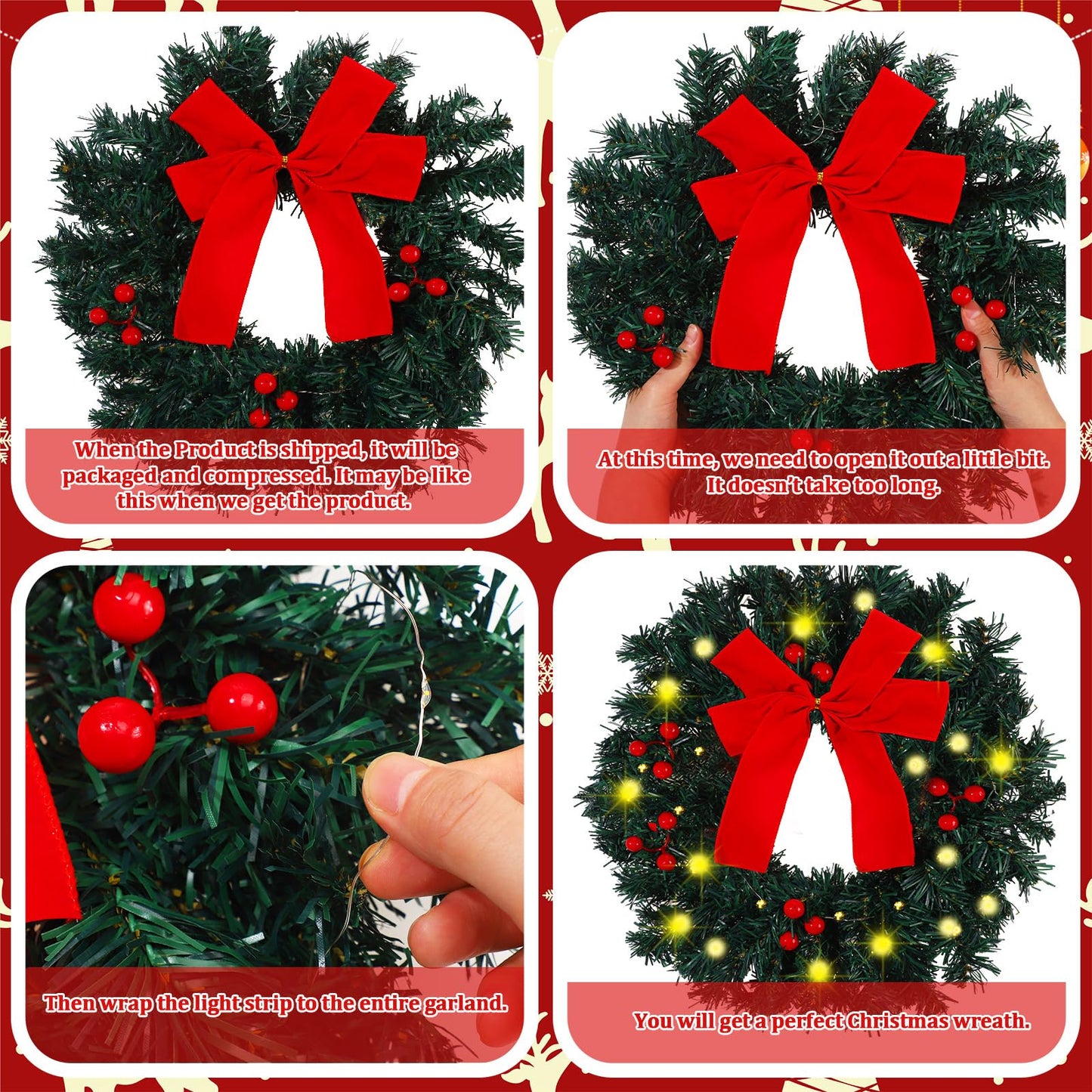 Datanly 34 Pcs Christmas Reindeer Antlers Car Kit Including Christmas Garland with Light String Antlers Nose Tail with LED Light Hanging Santa Legs Magnetic Decals Headrest Cover for Car Truck
